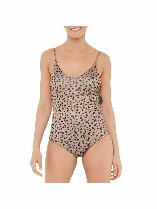 FEMI STORIES LAVENDER SWIMSUIT BROWN LEOPARD