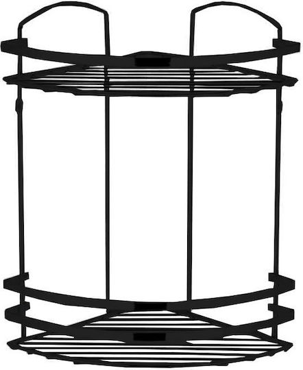 Tekno-Tel 455.BK082/BL Colț Montat pe perete Raft de Baie Inox cu 2 Rafturi 27x19x32cm