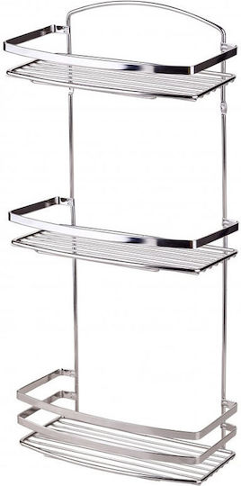 Tekno-Tel 455.BK086/ST Επιτοίχια Ραφιέρα Μπάνιου Inox με 3 Ράφια 25x13x48cm