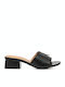Mules with Chunky Low Heel in Black Color