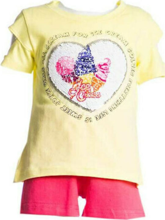 Kids' Set with Shorts Summer 2pcs Yellow Ice Cream