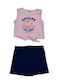 Kinder-Set mit Shorts Sommer 2Stück Pink/Black