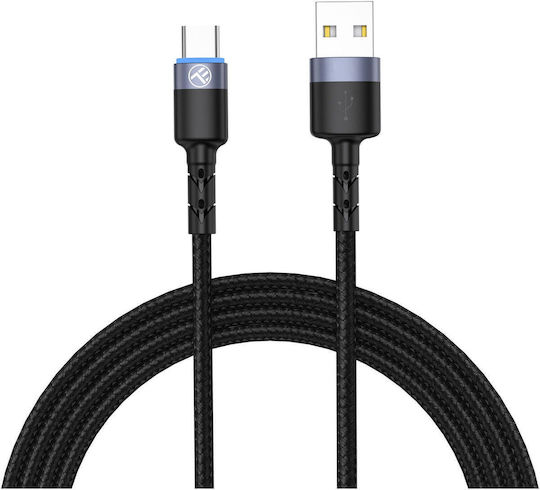 Tellur Braided / LED USB 2.0 Cable USB-C male - USB-A Μαύρο 1.2m TLL155363