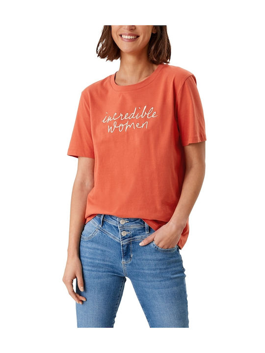 S.Oliver Γυναικείο T-shirt Πορτοκαλί με Στάμπα