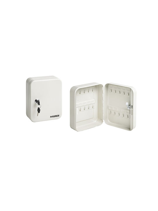Maurer Wall Key Hook Metallic White 48 Hooks With Lock 24x8x30cm