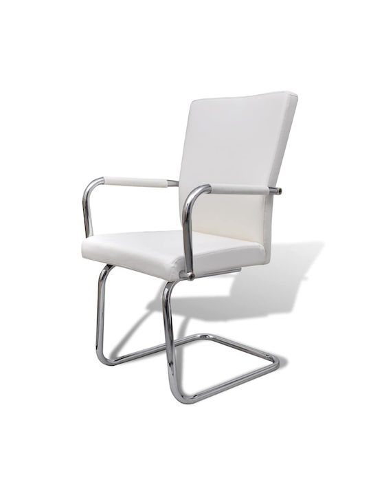 Πρόβολος Dining Room Artificial Leather Armchair White 52x54x92cm 4pcs