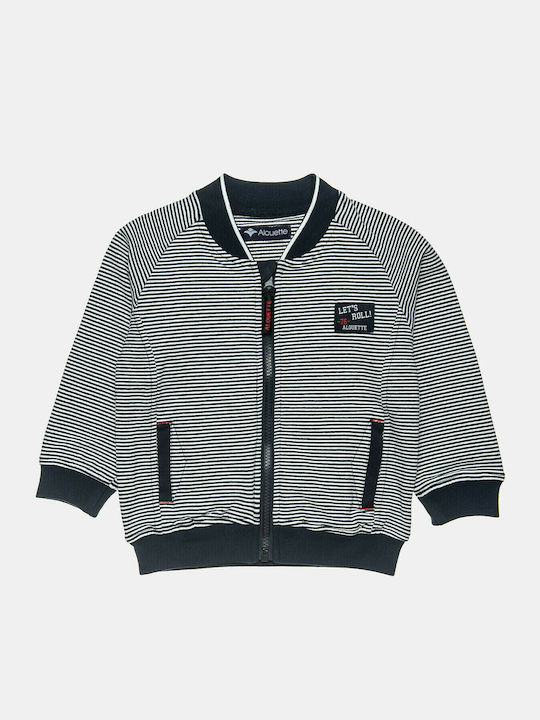 Kids Sweatshirt Cardigan Cotton with Hood Navy Blue