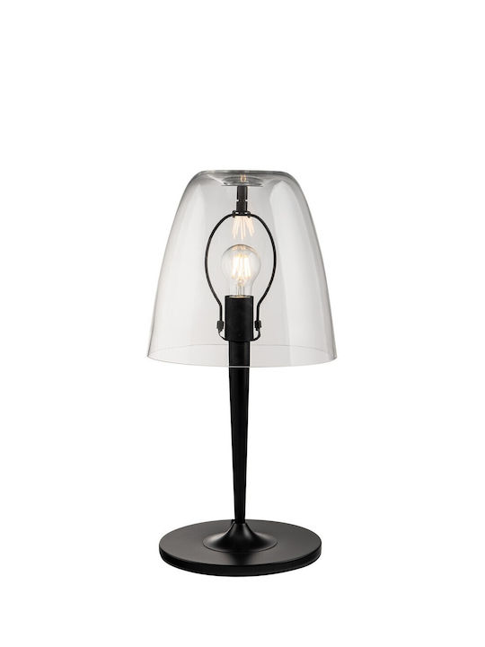 Fan Europe Ares Glass Table Lamp for E27 Socket with Transparent Shade and Black Base