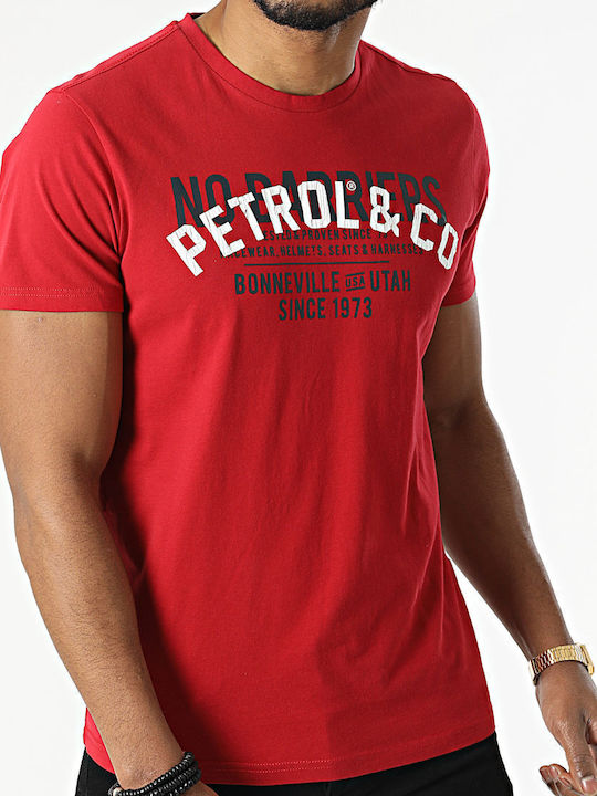 Petrol Industries Ανδρικό T-shirt Κόκκινο με Λογότυπο