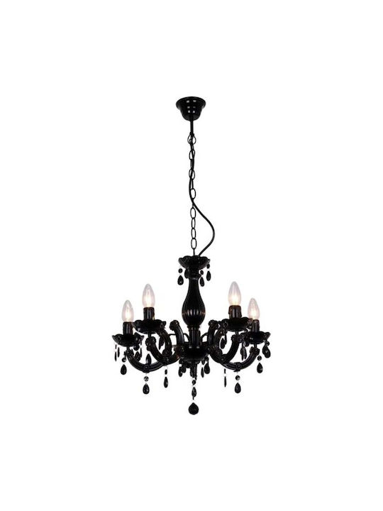 Zuma Line Magnolia Kronleuchter 5xE14 Ø48cm mit Kerzen Schwarz RLD94016-5B