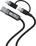 Tellur Braided USB / Type-C to Lightning / Type-C Cable Μαύρο 1m (TLL155411)