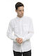 Double Men's Shirt Long Sleeve Linen Off White