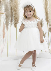 Mi Chiamo Λευκό Βαπτιστικό Σετ Ρούχων με Αξεσουάρ Μαλλιών & Φόρεμα από Τούλι 2τμχ