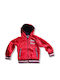 Kids Casual Short Windproof Hooded Red Jacket