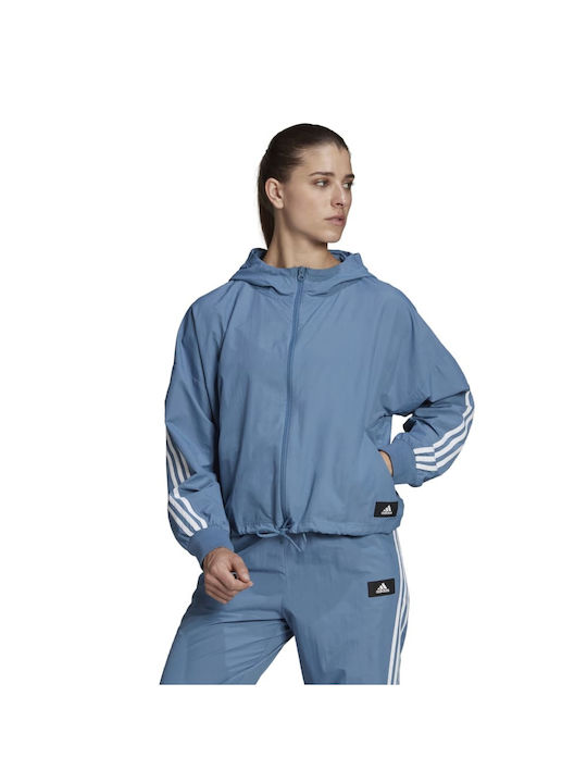 Adidas Sportswear Future Icons Γυναικείο Μπουφάν Running Αντιανεμικό Μπλε