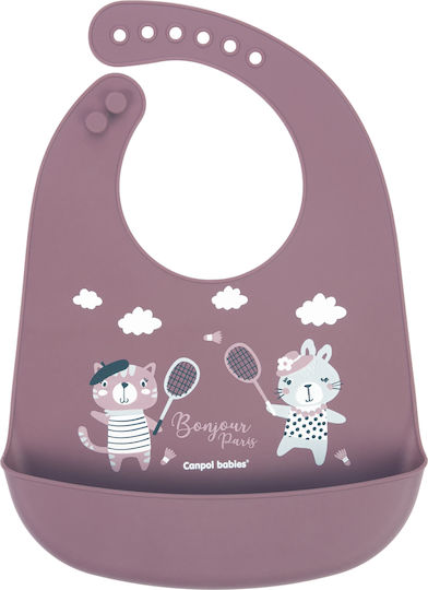 Canpol Babies Bonjour Paris Bib Fabric with Button & Pocket Pink