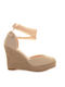 Famous Shoes Women's Ankle Strap Platforms Beige