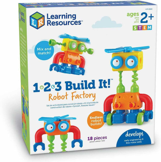 Learning Resources 1-2-3 Build It! Robot Factory STEM Образователна Игра Роботика за Над 2 години Години