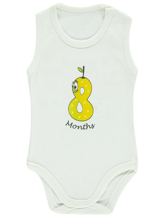 Baby short-sleeved leotard with number white for boys