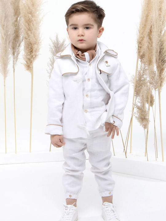 Mi Chiamo Baptism Suit for Boys White A4496 4 Pieces