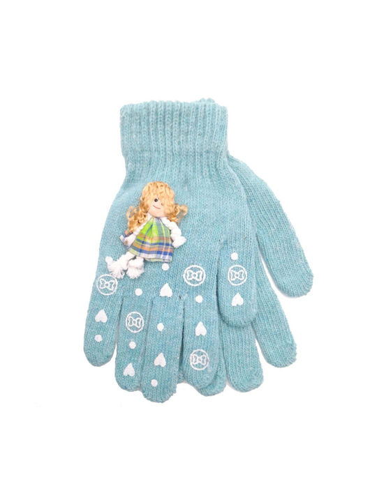 Solid Color Kids Gloves with Doll Print