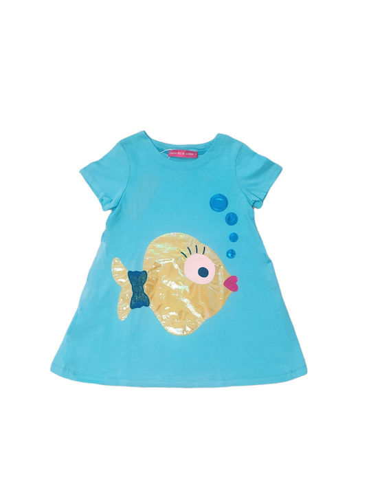 Agatha Ruiz De La Prada Kids Dress Short Sleeve Turquoise