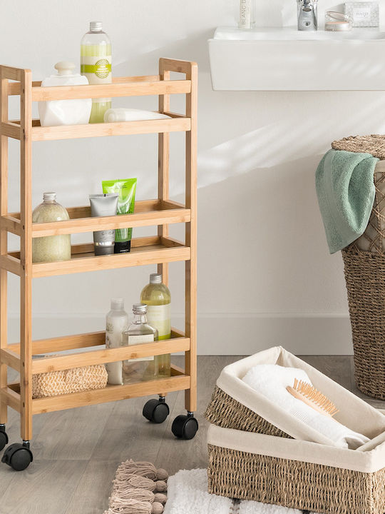 5Five Wooden Kitchen Trolley 3 Tiers Brown 36x15x74.4cm