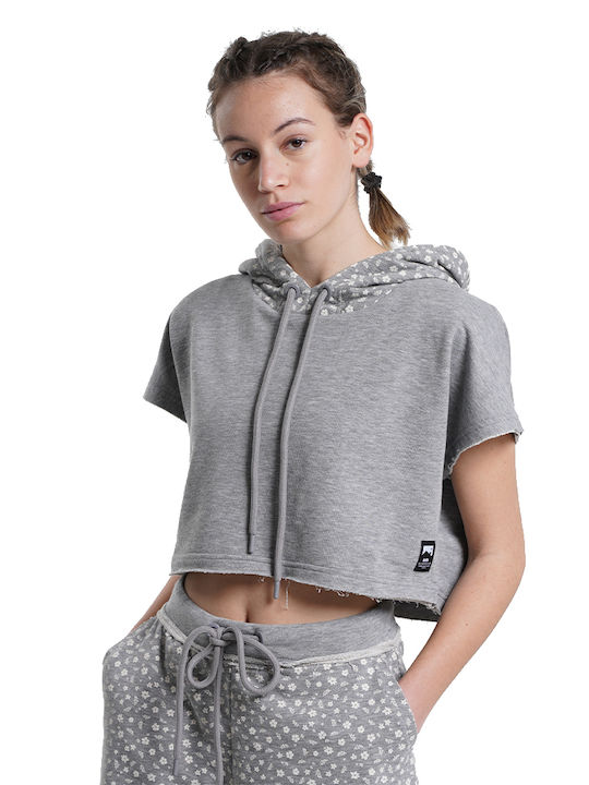 Homewear Γυναικείο Αθλητικό Crop Top Κοντομάνικο Γκρι