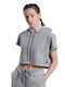 Homewear Γυναικείο Αθλητικό Crop Top Κοντομάνικο Γκρι