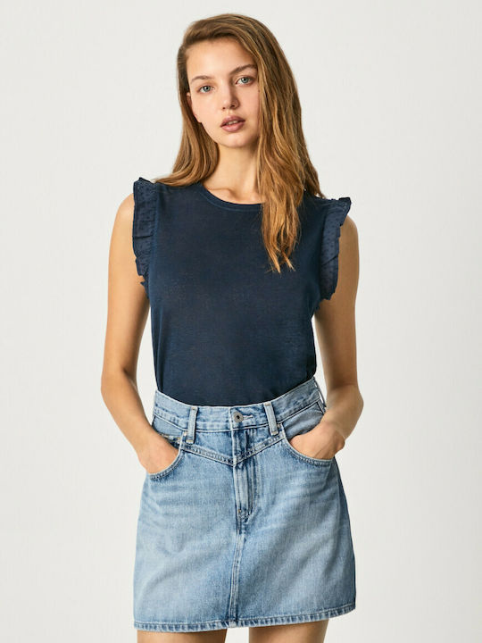 Pepe Jeans E2 Daysies Women's Summer Blouse Linen Sleeveless Dulwich