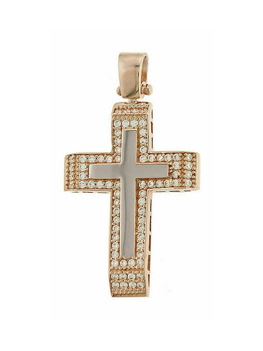 Mertzios.gr Rose Gold Cross 14K