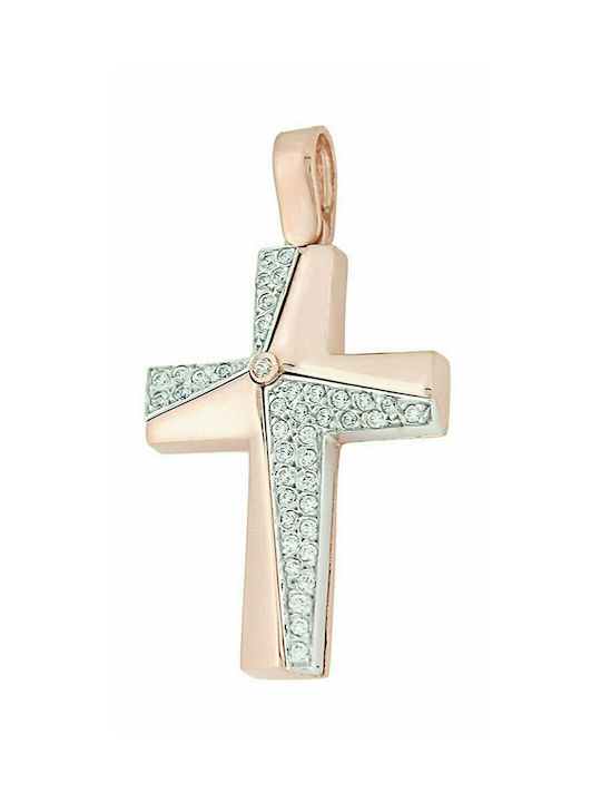 Mertzios.gr Rose Gold Cross 14K