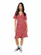 Only Summer Midi Dress Wrap with Ruffle Mars Red
