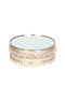 Keskor Round Metallic Decorative Platter with Crystals and Mirror Golden 21x21x8cm