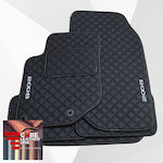 PEUGEOT 2008 2019-2023 FLOOR MATS ARTIFICIAL LEATHER CUBE BLACK WITH WHITE EMBROIDERY 2008 SET OF 4 PIECES