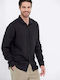 Funky Buddha Men's Shirt Long Sleeve Linen Black