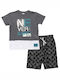 Funky Kids Set with Shorts Summer 2pcs Gray