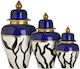 Inart Vază Decorativă Ceramică Blue/Black/White 3buc