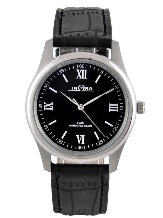 Inora Herrenuhr 39mm Batterie mit Schwarz Lederarmband