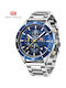 Mini Focus Men's Watch 44mm Chronograph Battery with Silver Metal Bracelet