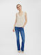 Vero Moda Women's Summer Blouse Linen Sleeveless with V Neckline Silver Lining