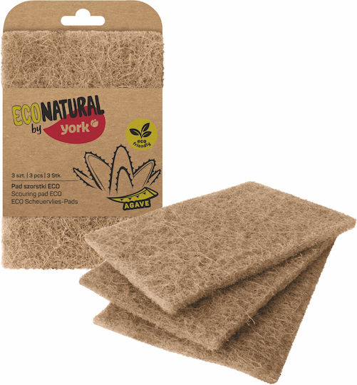 York Eco Natural No 032040 Σετ Σφουγγάρια Γενικής Χρήσης Οικολογικά Καφέ 3τμχ