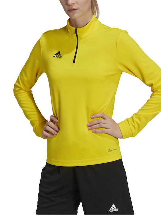 Adidas Entrada 22 Women's Athletic Blouse Long Sleeve with Zipper Yellow