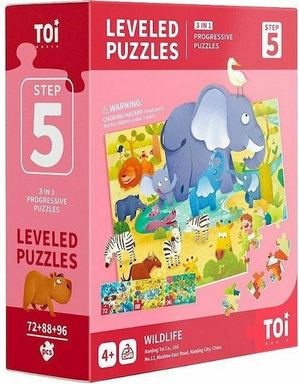 Παιδικό Puzzle Άγρια και Χαρούμενα Ζωάκια για 5+ Ετών 256pcs Toi World