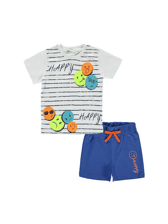 Kids' set of shorts with white-blue faces for boys (2-6 years old)