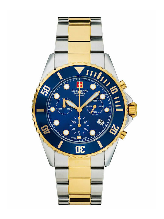 Swiss Alpine Military by Grovana Men's Watch 42mm Chronograph Battery with Metal Bracelet