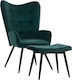 Crawley Bergère cu Puf Catifelat Cypress 70x57x103cm