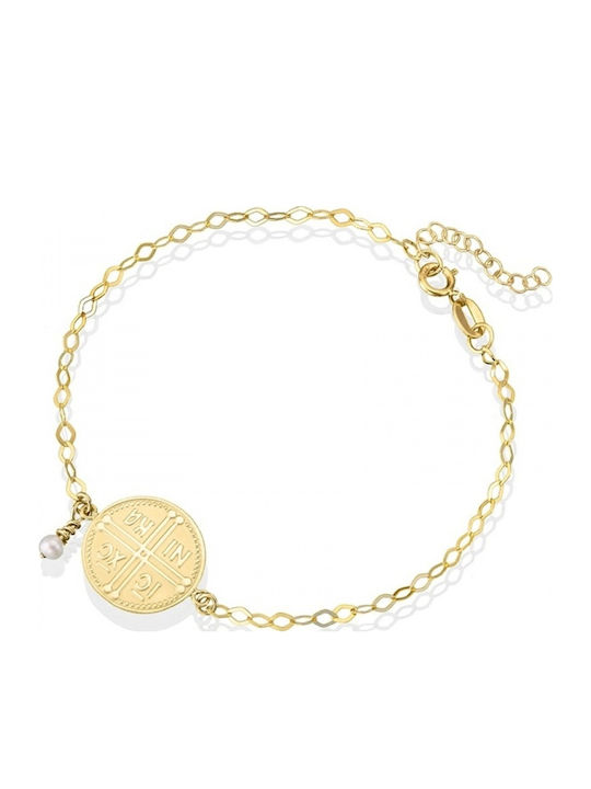 Triantos Women's Bracelet Chain with design Istanbul made of Gold 14K