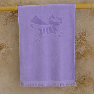 Nima Cat Jacquard Kids Beach Towel Lilac 140x70cm