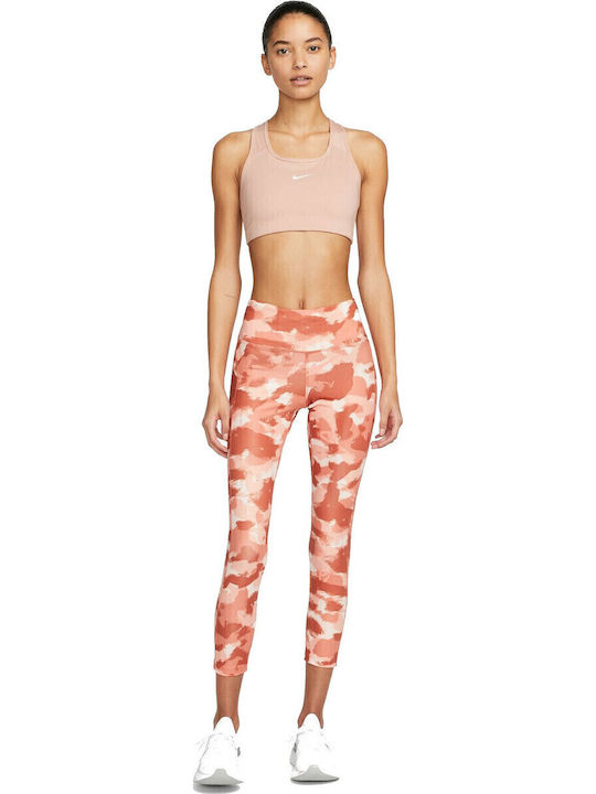 Dri-Fit Running Γυναικείο Cropped Κολάν Ψηλόμεσο Atmosphere / Madder Root / Reflective Silver
